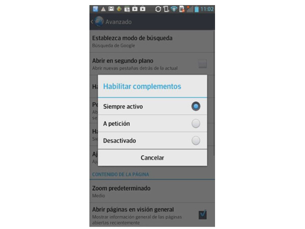 activar flash player android