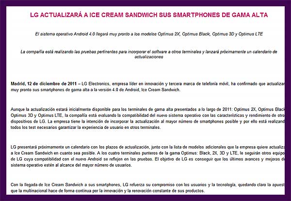 actualizaciones lg android