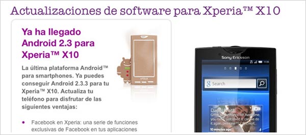 actualizaciones sony ericsson xperia x10