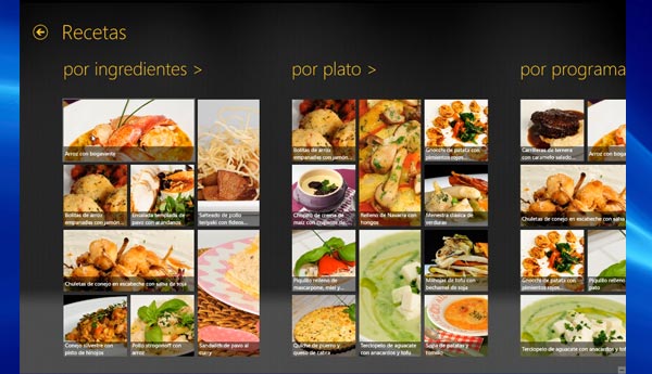 aplicaciones cocina windows 8 tablet