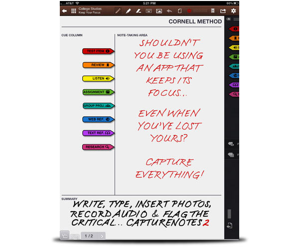 captures notes 2 ios