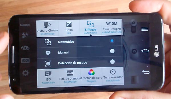 configuracion camara lg g2