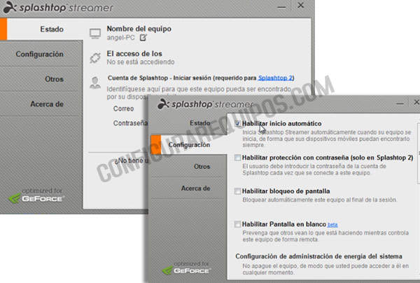 configurar splashtop pc