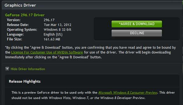 driver grafica windows 8 geforce