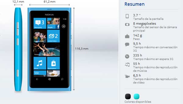 especificaciones nokia lumia 800