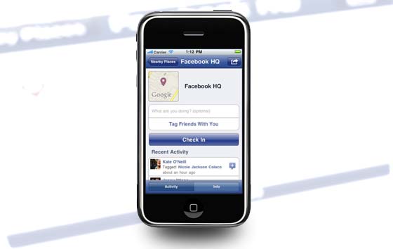 facebook places iphone app