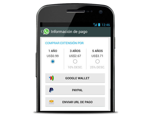 formas de pago whatsapp android