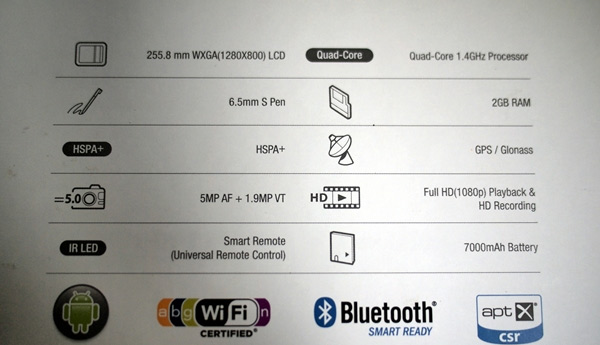 galaxy note 10 1 especificaciones