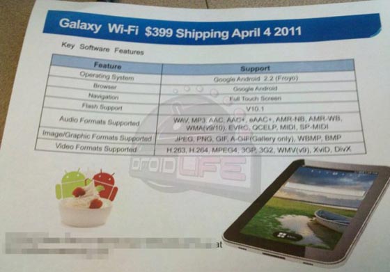 galaxy tab 10 1 wifi