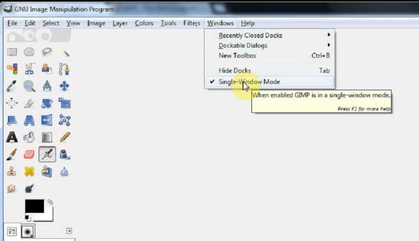 gimp ventana unica