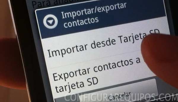 importar contactos sd android