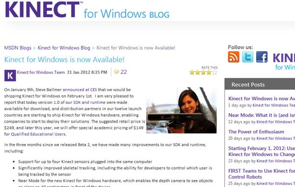 kinect sdk windows