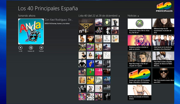 los 40 principales windows 8