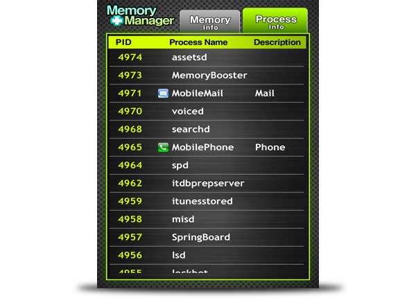 memory manager iphone