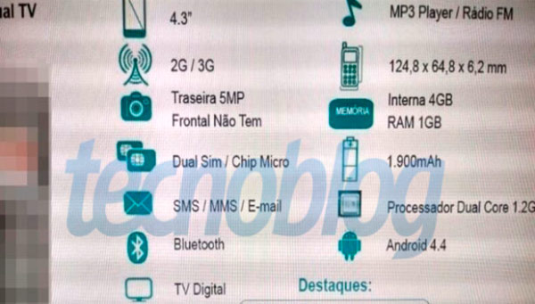 motorola moto e especificaciones