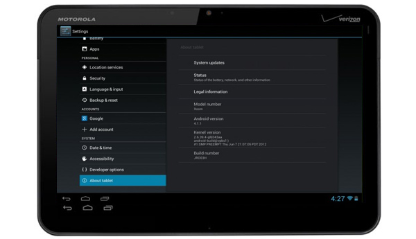 motorola xoom wifi android 4 1 1