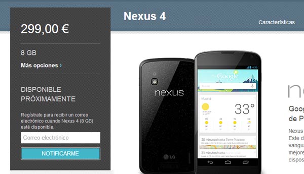 nexus 4 agotado