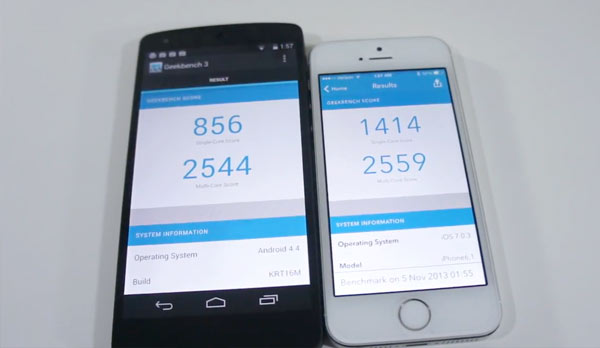 nexus 5 vs iphone 5s benchmark