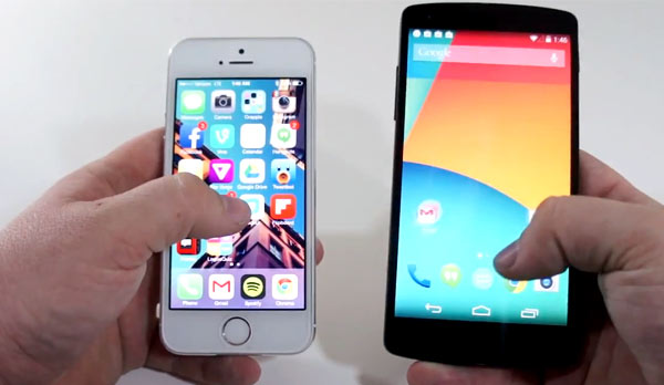 nexus 5 vs iphone 5s pantalla