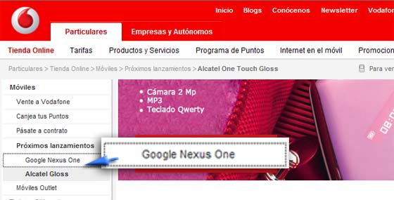 nexus one vodafone google