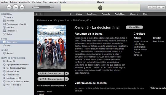 peliculas itunes store espana