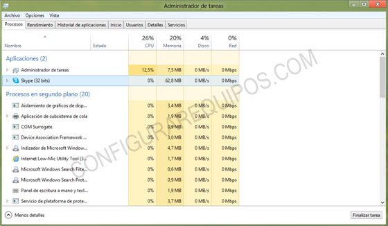 procesos administrador windows 8