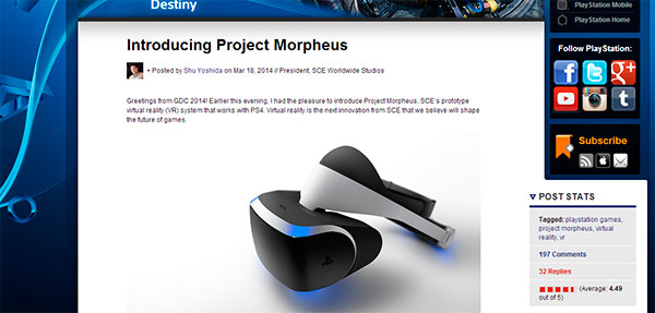 project morpheus sony ps4