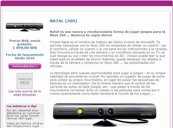 project natal precio xbox