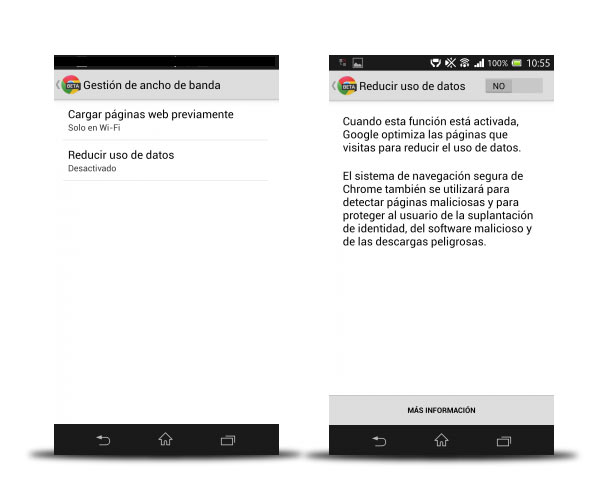 reducir uso datos chrome beta android