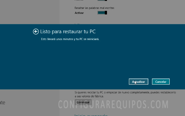 restaurar pc windows 8 sin perder archivos