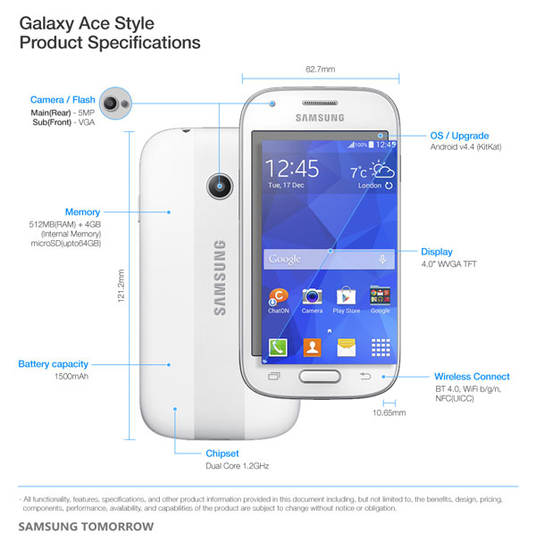 samsung galaxy ace style caracteristicas