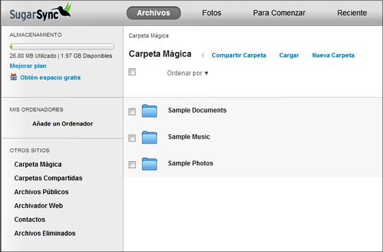 sugarsync archivos
