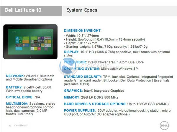 tablet dell latitude 10 windows 8