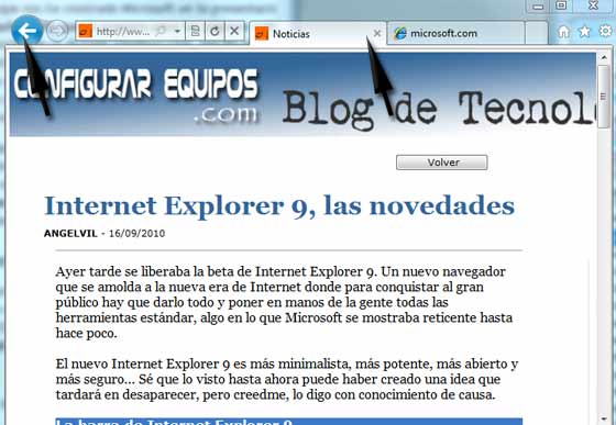 tabs internet explorer 9