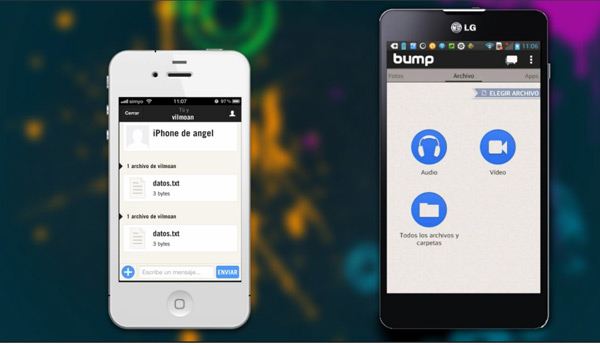 transferir archivos iphone android bump