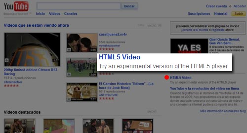ver videos youtube sin flash