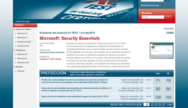 virus microsoft security essentials av test