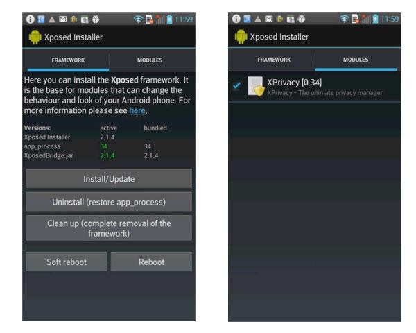 xposed framework permisos aplicaciones