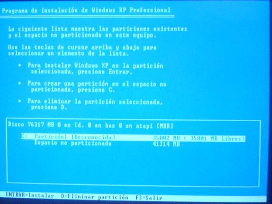 Crear Windows XP..