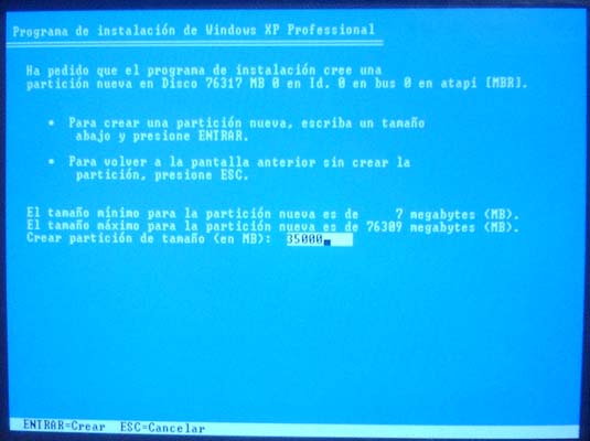 Crear Windows XP..