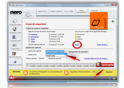hacer copia seguridad online nero backup 2