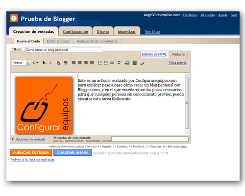 como crear blog personal blogger 4