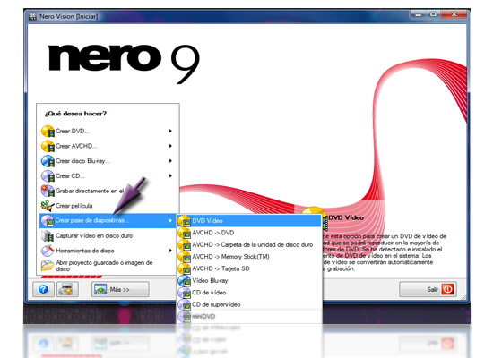 crear dvd diapositivas nero 9 2