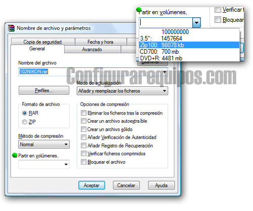 dividir archivos grandes en varias partes