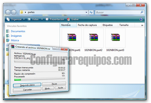 dividir archivos grandes en varias partes