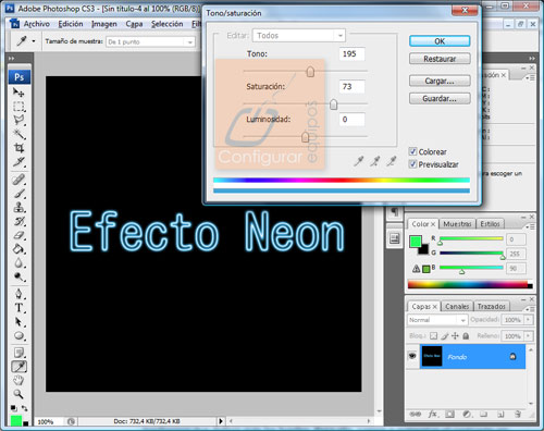 efecto neon photoshop 5