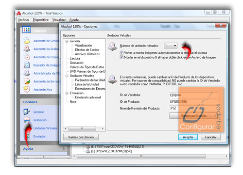 montar grabar imagen iso dvd alcohol 120 1