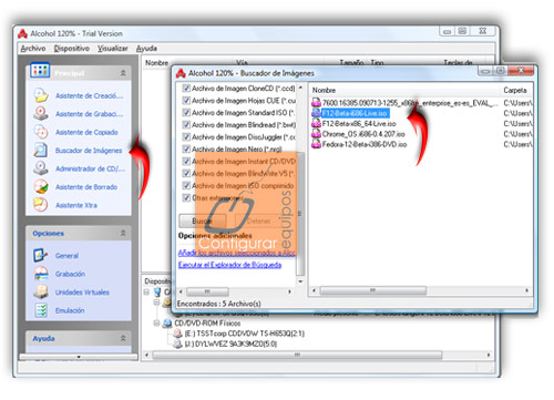 montar grabar imagen iso dvd alcohol 120 3