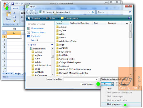 como reparar documentos excel 1